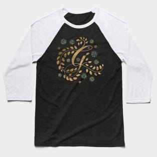 Luxury Golden Calligraphy Monogram with letter G Baseball T-Shirt